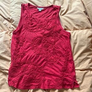 Lucky brand red embroidered tank top, size XS/S